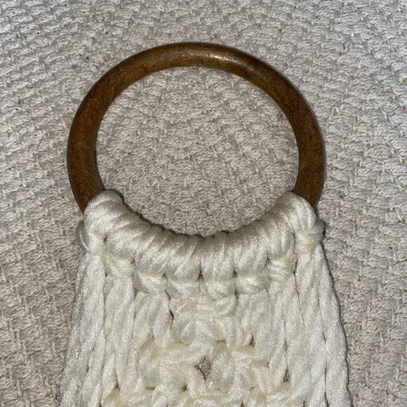 Macrame Towel Holder Ring Ceramic Butterflies Fringe Vintage Boho Fairy Hippie - Picture 3 of 9